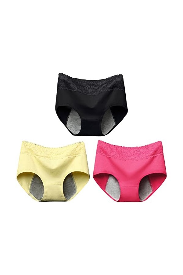 Culottes Menstruelles Femme Taille Mi-Haute Culotte Coton Ultra Minces Lingerie Stretch Boxer Fit Douce Slips Absorbante Tent