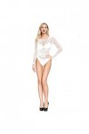 LDadgf Sous-vêtements Bikini Femme Creux Manches Longues Sexy Filet en Lingerie Transparent Sexy Open, Blanc., taille unique