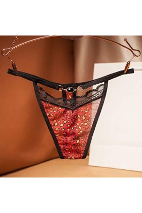 UOWEG Culotte sous-vêtements Dentelle Strings Lingerie Femmes Léopard Sexy Sheer Briefs Mesh pour Moi Lingerie Red, One Size
