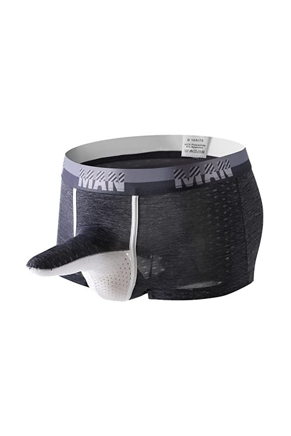 Sous-vêtements respirants pour homme - En maille solide - En maille - Respirant - Boxer confortable - Pour homme, Noir , M