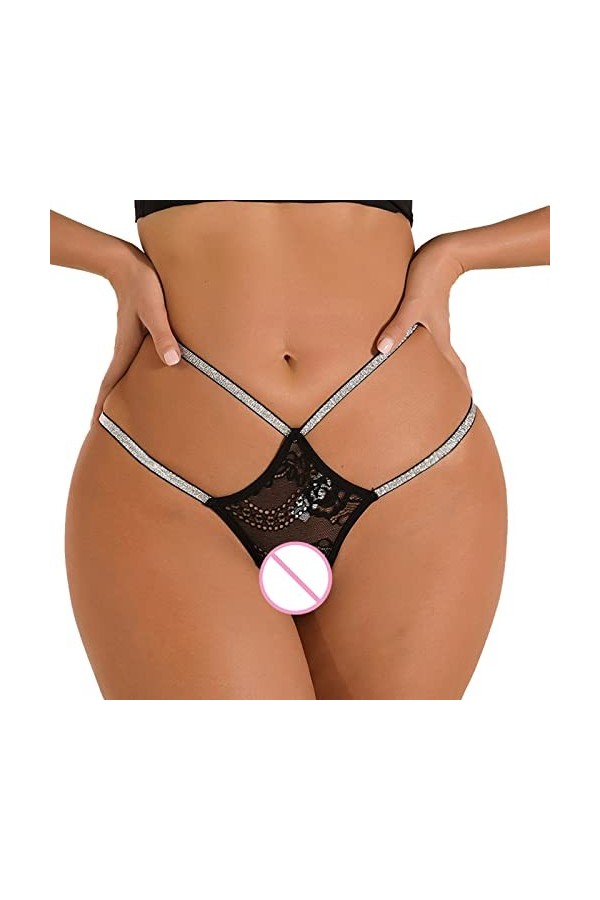 Strings et Tangas en Dentelle Femme String Sexy Grande Taille T Back String Thong Lingerie Confortable Dentelle Lingerie Sexy