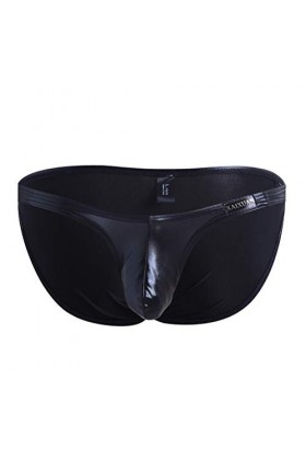 BIISDOST Trunks Sous-vêtements pour homme Sous-vêtements sexy Imitation vernis Caleçon sexy Boxer amusant pour homme, Noir , 