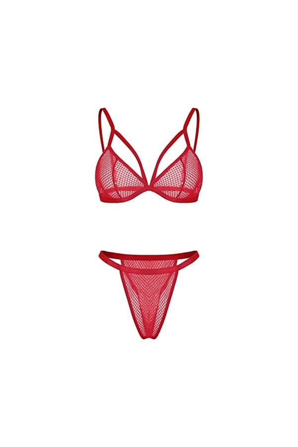 Générique Lingerie Sexy Femme Body et Combinaison Lingeries SetsPolananLaceLiving Room Girls Body Ouvert Entrejambe Red, XL 