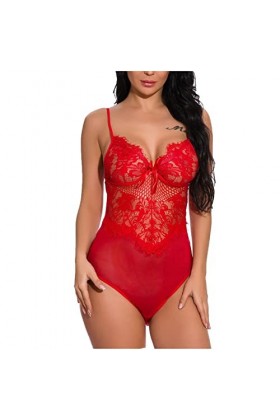 Générique Lingerie Sexy, Femme Floral Sheer Lace Teddy Lingerie Festival Cosplay For Backless Bodysuit Sexy Érotique Porte Ja