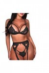 Lingerie Sexy, Femme Ensemble Trois Pièces Nuit Sexy De Couleur Unie avec en Nuisette sous Feminins String Costume Écolier Ho