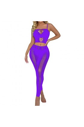 liaddkv Ensemble de pyjama transparent pour femme, lilas, taille unique