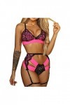 liaddkv Sous-vêtements sans fil pour femme - Soutien-gorge sexy - 3 pièces - Dentelle - String sexy, Noir , S