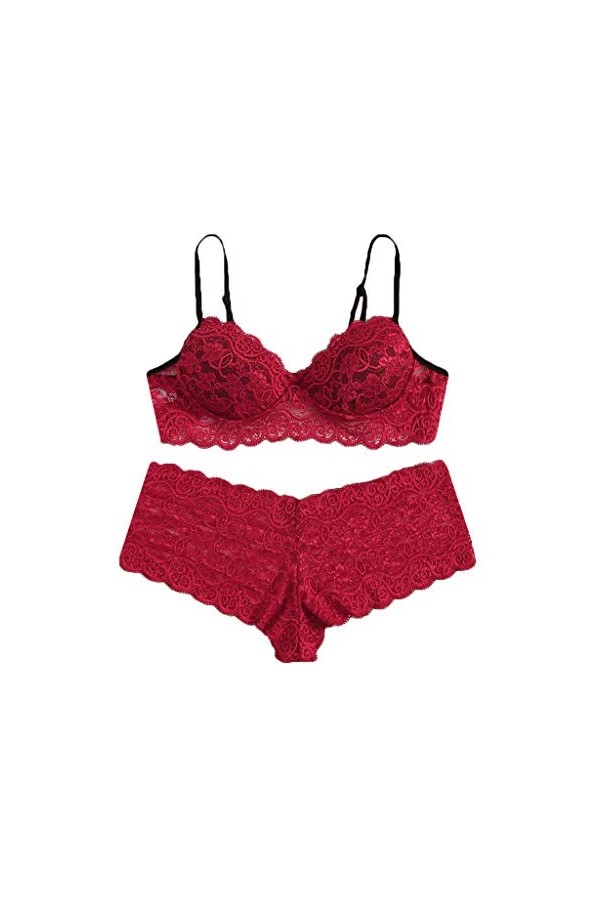 liaddkv Sous-vêtements 36XL sans fil - Taille femme - Culotte sexy en dentelle - Sous-vêtements pour homme, rouge, XXXXL