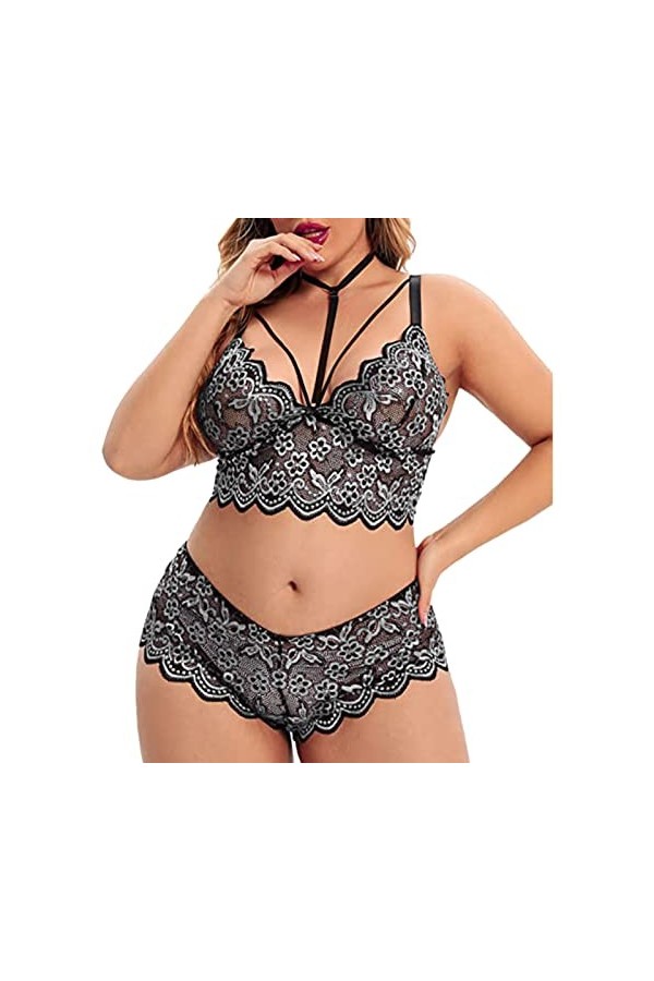 Lingerie Femme Sexy Ensemble Homme Sexy Hot y28.k Ensemble de Lingerie Grande Taille pour Femme Sexy Halter Choker Soutien-Go