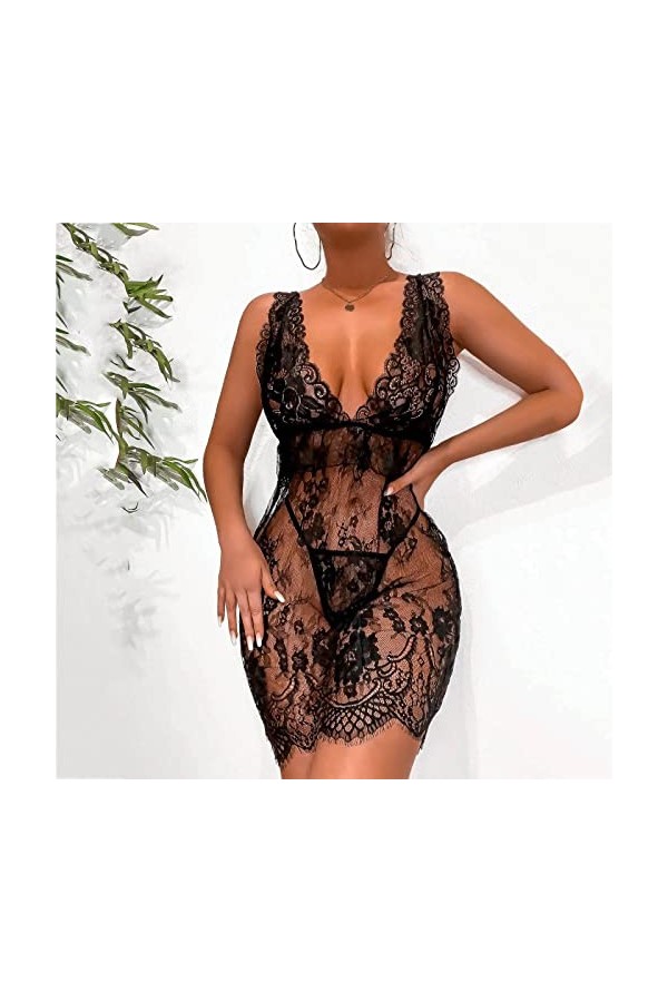 liaddkv Ensemble de lingerie sexy pour femme - Jeu de rôle - Rouge - Pour Noël - Taille L
