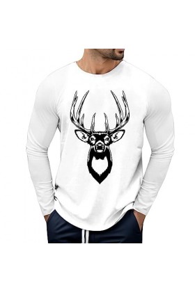 T-shirt à manches longues pour homme avec lettres créatives - Long vintage basique - Grandes tailles - En coton extra fin - T