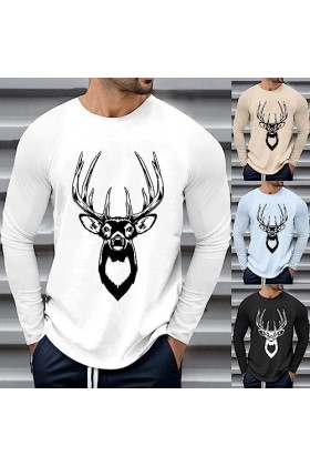 T-shirt à manches longues pour homme avec lettres créatives - Long vintage basique - Grandes tailles - En coton extra fin - T