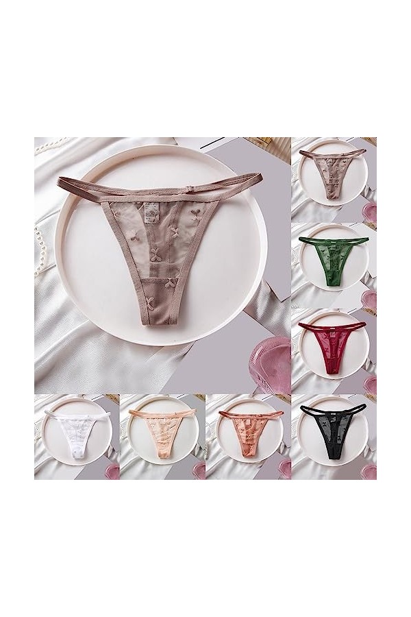 String Pantalons Tanga pour Femmes Sexy Slip Léger Dentelle Patchwork Culotte Taille Haute Léopard sous-Vetements Coton Thong