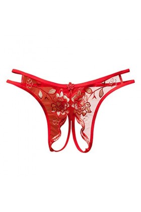 UOWEG sous-vêtements Dentelle Culotte Femmes Dames Sexy Thong Briefs Thong Pants Lingerie Halloween Sexy Red, One Size 