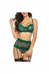BIISDOST Jeu de Lingerie Sexy en Dentelle Jeu de jarretière Mince pour Femmes Body Noir Longue Green, M 