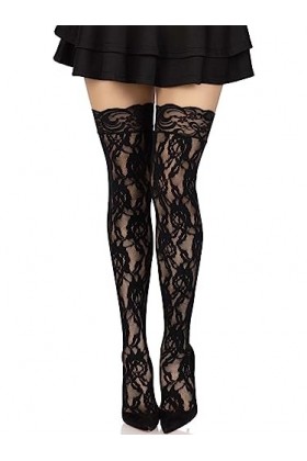 Leg Avenue Bas Roses Enlacées Noir Taille Unique