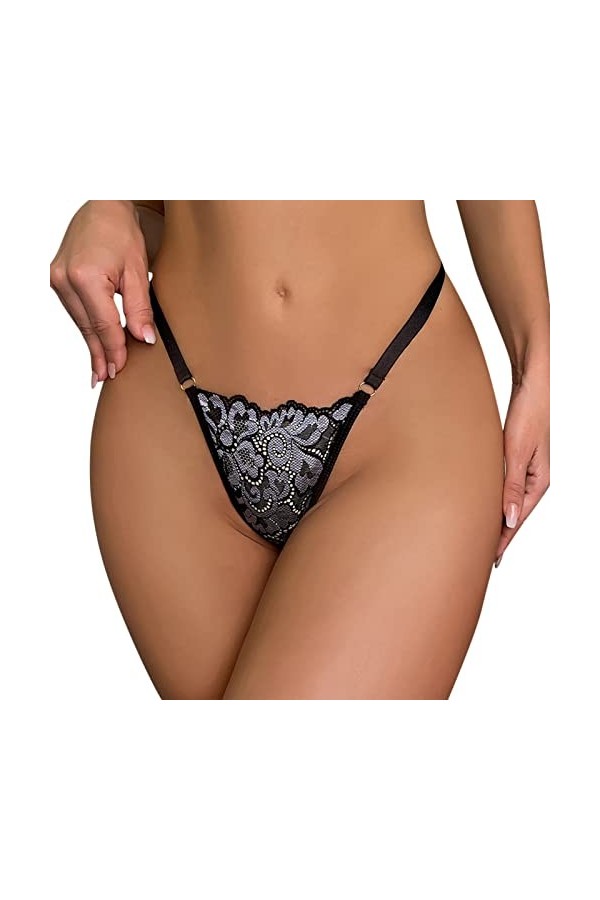 G-String et T-Back Tangas Dames Sexy Slip Confortables Crochet Dentelle Culotte Taille Haute Léopard sous-Vetements en Coton 