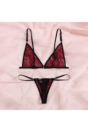 Body Coton String Femmes Teddy Lingerie Ensemble Sexy Dentelle Bras Strings Culotte Voir à Travers Les sous-vêtements Lingeri