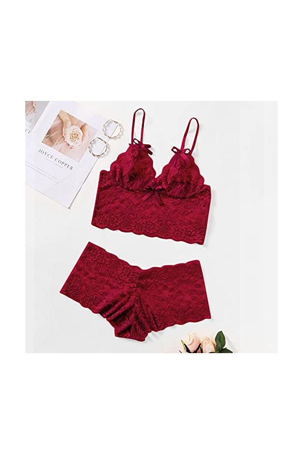 Ensemble Soutien Gorge et String Femme 2 Pièce sous-Vetements Dentelle Lingerie Sexy Ensemble Sexy Vêtements De Nuit Erotique