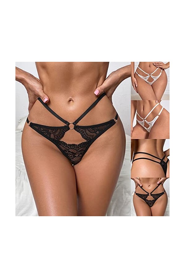 String et T-Back Tangas Dames en Sexy Slips Confortable Dentelle Culottes Stretch sans Couture sous-Vêtements en Coton Thongs