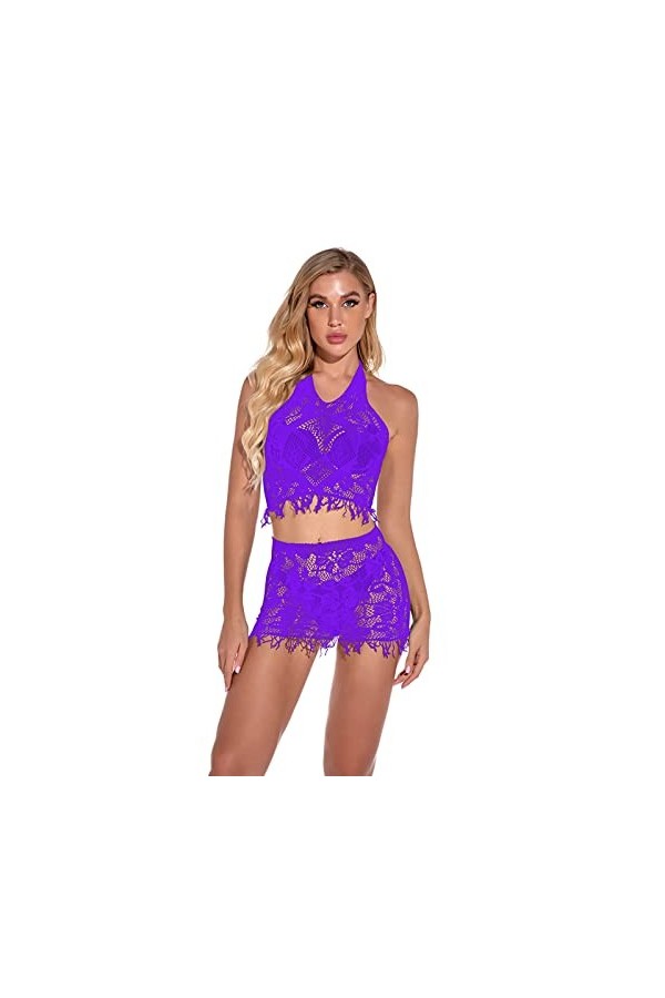 YWSTYllelty Robe Longue Fendue Transparente pour Femmes Ensemble de sous-vêtements de Pyjamas Transparents pour Femmes 0228T 