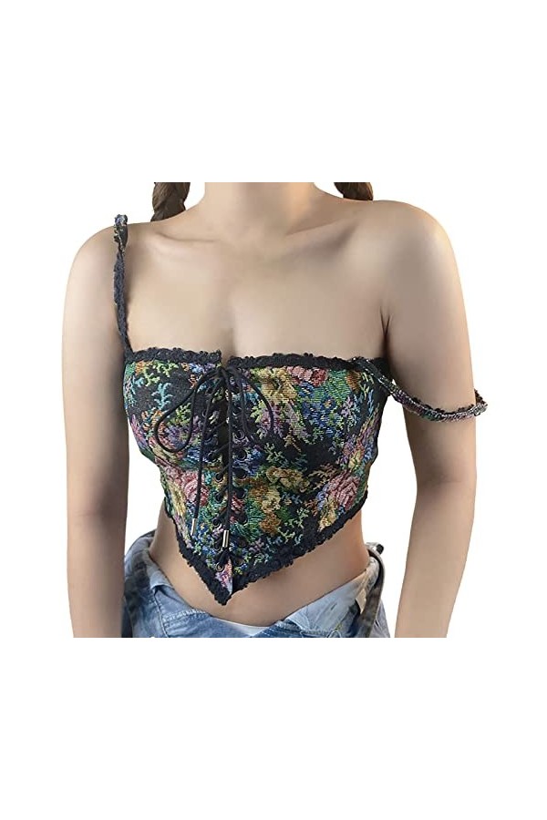 Gsheocm Shaping Body Femme Grande Taille Femmes Vintage Embrasse Fleur Broderie Push Up Bodysuit Culotte Avec Jambe Dames, No