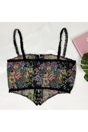 Gsheocm Shaping Body Femme Grande Taille Femmes Vintage Embrasse Fleur Broderie Push Up Bodysuit Culotte Avec Jambe Dames, No