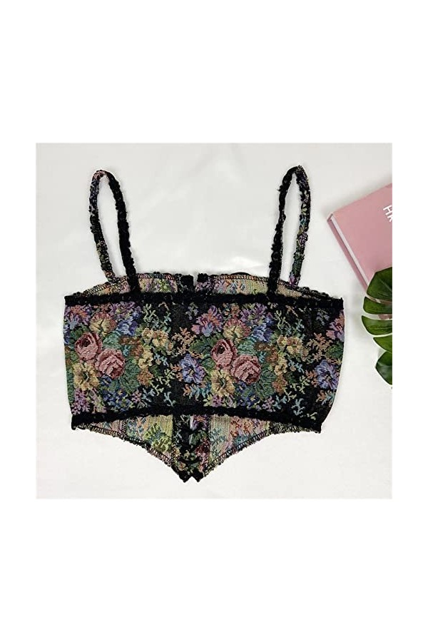 Gsheocm Shaping Body Femme Grande Taille Femmes Vintage Embrasse Fleur Broderie Push Up Bodysuit Culotte Avec Jambe Dames, No