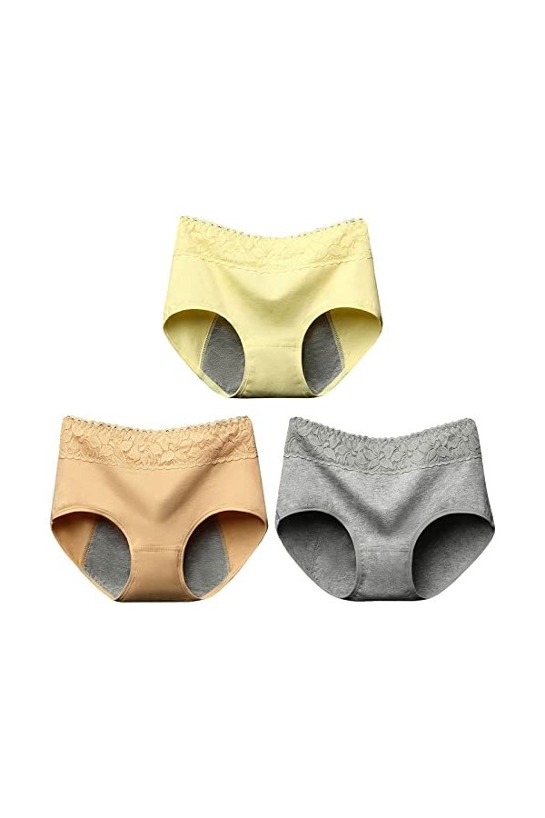 Culottes Menstruelles Femme Taille Mi-Haute Culotte Coton Ultra Minces Lingerie Stretch Boxer Fit Douce Slips Absorbante Tent