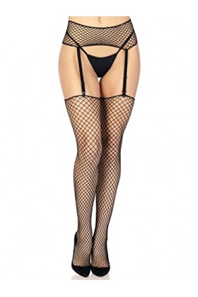 Leg Avenue 1680Q Ensemble Porte-Jarretelle/Bas Industrial Net Noir Grande Taille Eur 44-48
