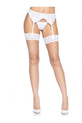 Leg Avenue Bas Large Filet Sulfureux Blanc Taille Unique