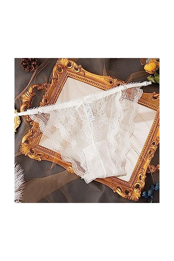 Générique Culottes pour Femmes Mince Creux Dentelle Dames Culottes À Nœud Taille Basse Culotte sous Vetements Culotte Hipster