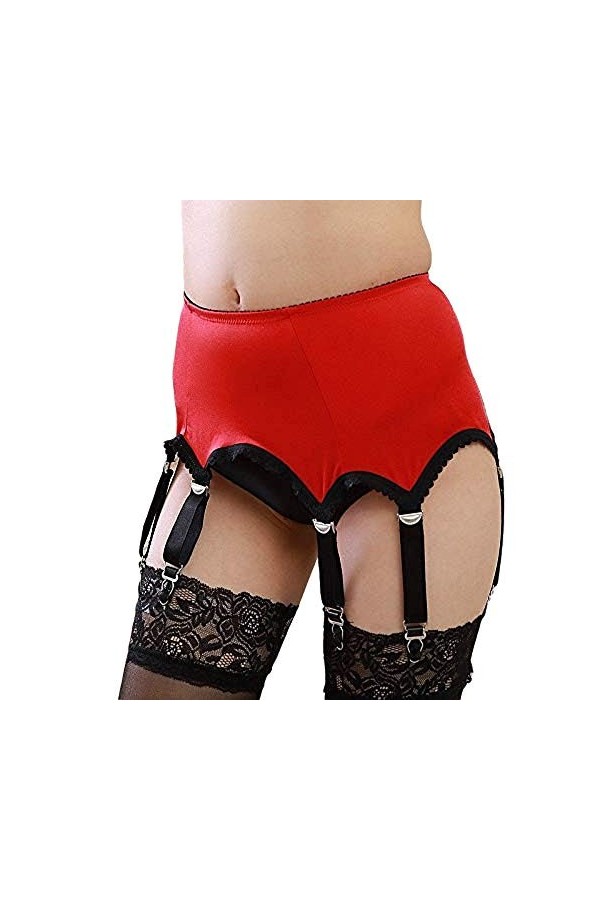 Alacki Porte-jarretelles vintage pour femme avec 6 sangles en métal à clip pour bas de cuisse S ~ 2XL , blanc, XX-Large