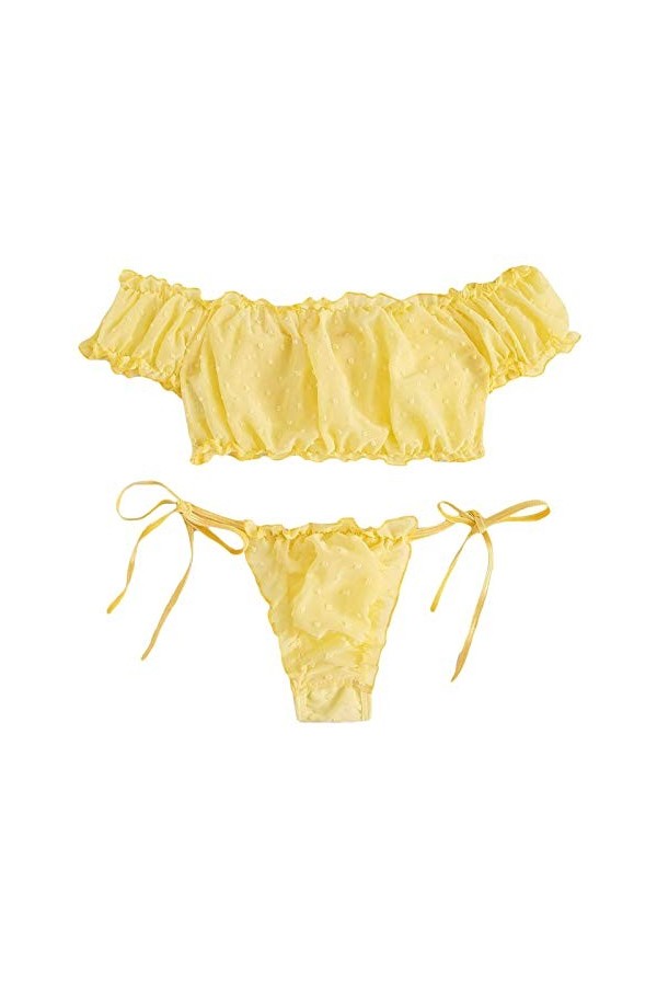 Lingerie Femme Sexy Ensemble Homme Sexy Hot y21k Lingerie Bowknot Off-Shouder Femmes Pyjama Sleepwear Mignon Broderie Set Den