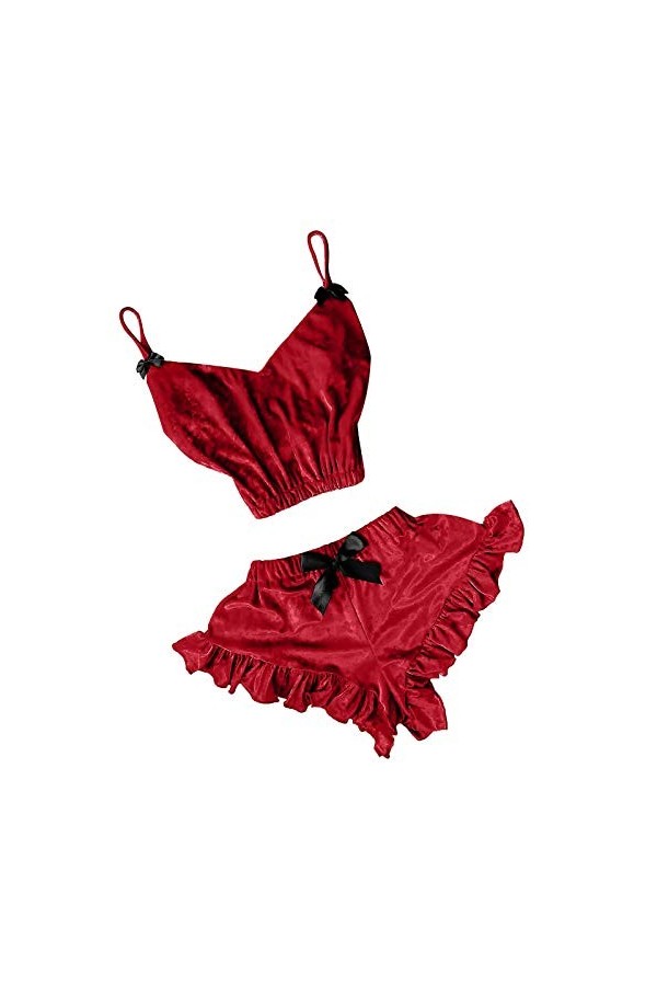 Lingerie Femme Sexy Ensemble Homme Sexy Hot y27k V-Neck Femmes taché Ensemble Bowknot Sexy Shorts Camisole Velvet Pyjama Ling