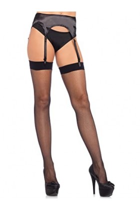 Leg Avenue 9107 Bas Spandex en Micro Résille Noir Taille Unique 36-40
