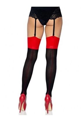 Leg Avenue Bas Cubains en Rouge et Noir/Rouge Taille Unique