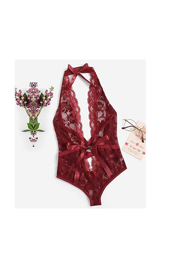 LDadgf Bas Poupée Retour Femme Sous-Vêtements Sexy Femmes Nuit Vêtements Fille Dentelle Florale Mode Sexy Lingerie Scolaire U