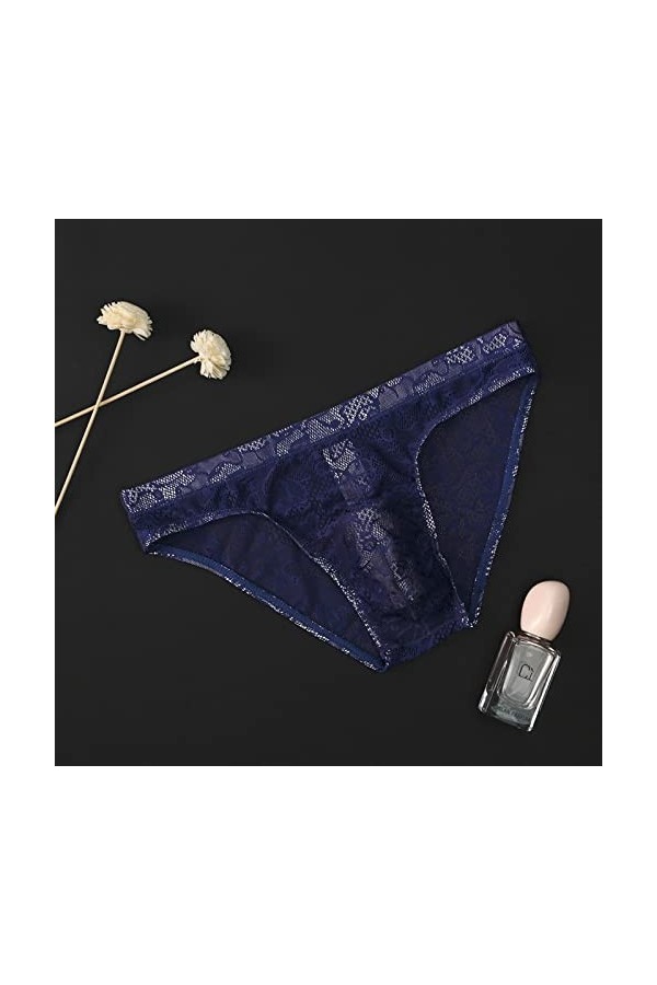 Générique String Homme Sexy Hot Dentelle Slips Boxer Mens Lace Transparent Thin Sexy Underwear Seductive Mesh Breathable Robe