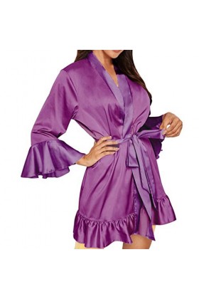 liaddkv Pyjama sexy en dentelle pour femme, lilas, XXL
