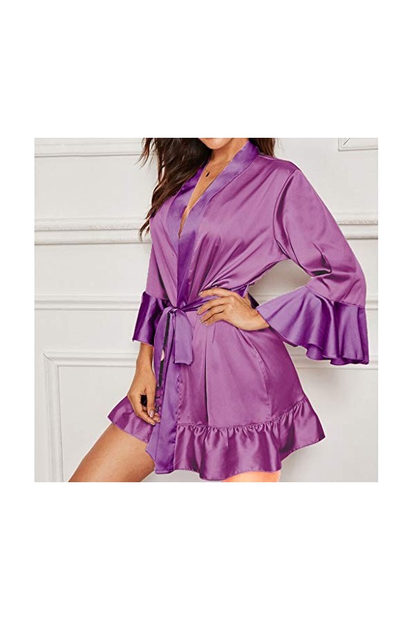 liaddkv Pyjama sexy en dentelle pour femme, lilas, XXL