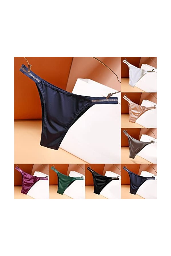 KEIZHUONIQIU G-String et T-Back Tangas pour Femmes Ouvert Slip Léger Dentelle Patchwork Culottes Creux Out Couleur Uni sous V