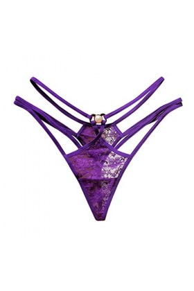 UOWEG Ladies Thong Dentelle Culotte Femmes Thong sous-vêtements Briefs Pantalons Sexy Nuisette Classe Purple, One Size 
