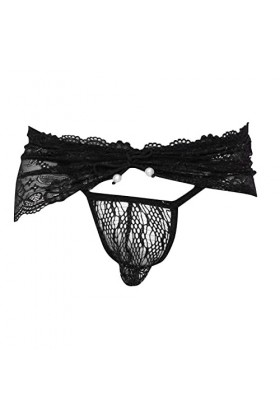 FGUUTYM String en dentelle pour homme, Noir , taille unique