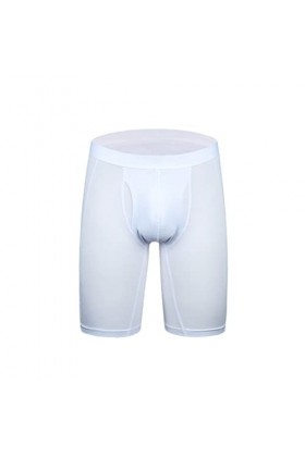 Beokeuioe Sous-vêtements de sport pour homme - Boxer de sport - Long avec empiècement - En bambou - Coupe ajustée, Blanc A2.,