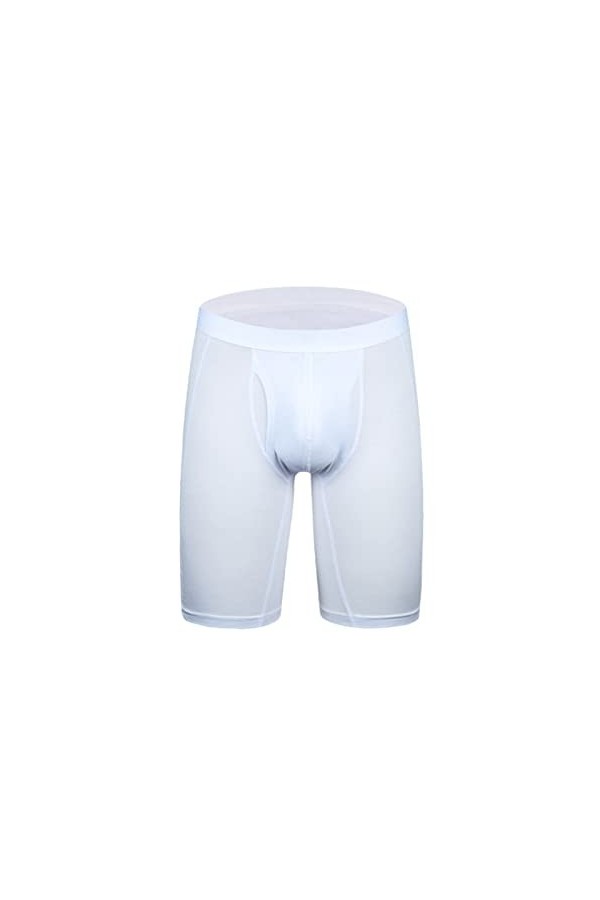 Beokeuioe Sous-vêtements de sport pour homme - Boxer de sport - Long avec empiècement - En bambou - Coupe ajustée, Blanc A2.,