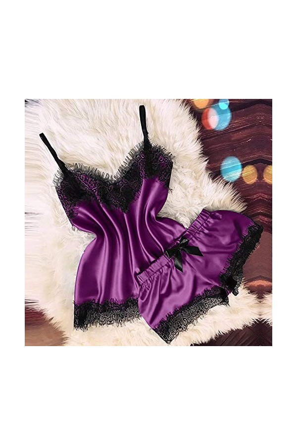 Viunychn Lingerie sexy pour femme - Dentelle push-up - Rouge - Taille haute - Body pour femme - Lingerie sexy - Entrejambe ou