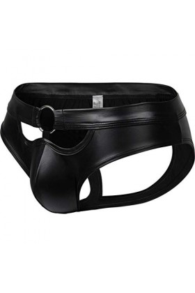 Lingerie Homme Sexy Ensemble Ouvert Creux à la Mode Cuir laqué sous-vêtements pour Hommes sous-vêtements Anneaux sous-vêtemen