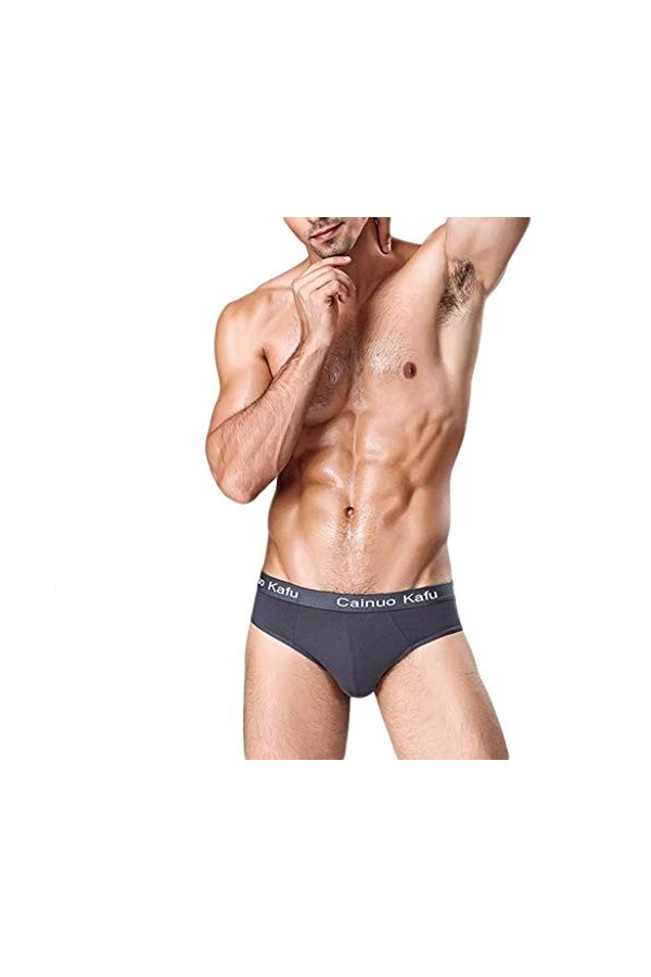 Culotte pour homme sexy - Doux - Respirant - Couleur douce - Épissure - Sous-vêtements en laine et soie - Pour homme, gris, X