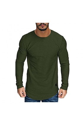T-shirt fin à manches longues et col rond pour homme - Baselayer - Style rétro - Imprimé - Manches longues - Fonctionnel - Te
